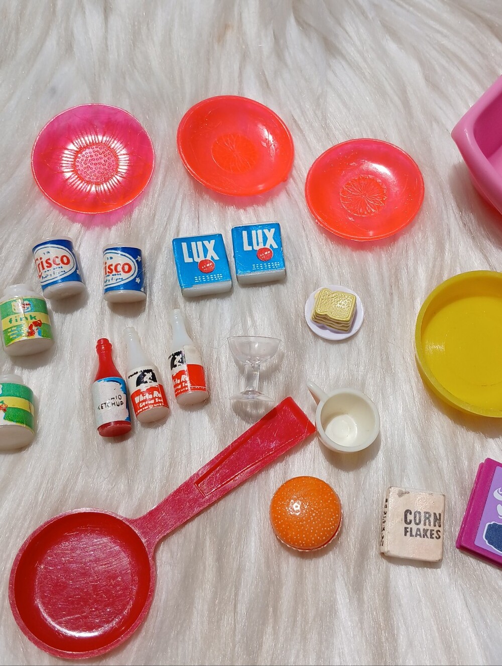Vintage Barbie Dollhouse Miniature Food Crisco Corn Flakes Heinz Ketchup Retro